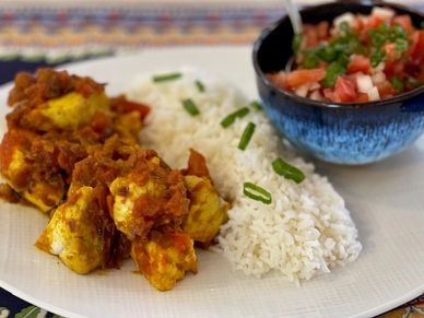 Cari Thon and Rougail Tomate (Tuna Curry with Tomato Relish)